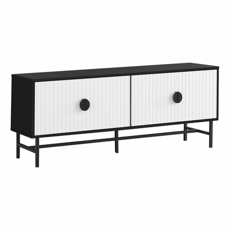 MONARCH SPECIALTIES Tv Stand, 60 Inch, Console, Storage Cabinet, Living Room, Bedroom, Black And White Laminate I 2732